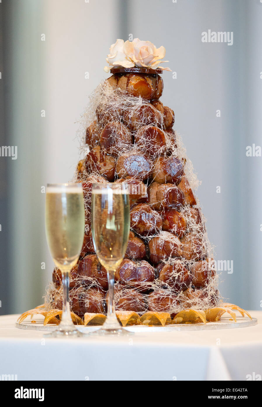 Croquembouche dessert as a wedding cake Stock Photo