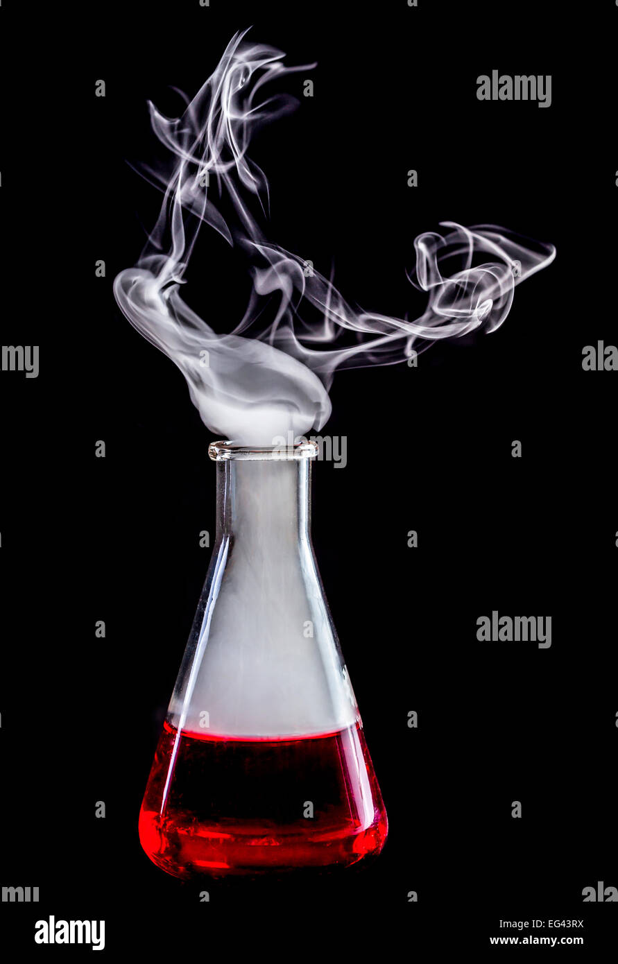 flask with water and liquid nitrogen Stock Photo