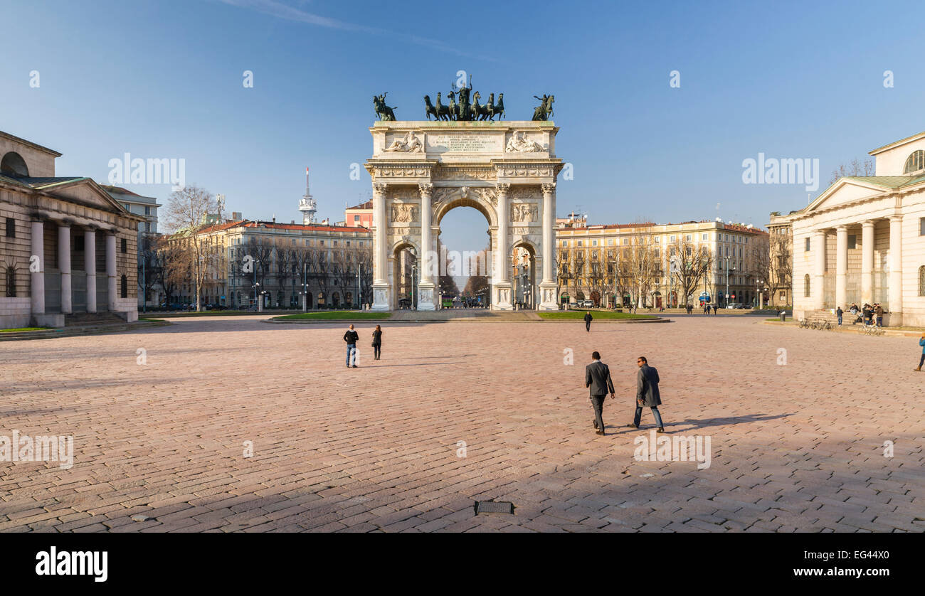 Arco della Pace, Arch of Peace, 1807-1838, design and started by Luigi Cagnola, completed by Francesco Londonio and Francesco Stock Photo