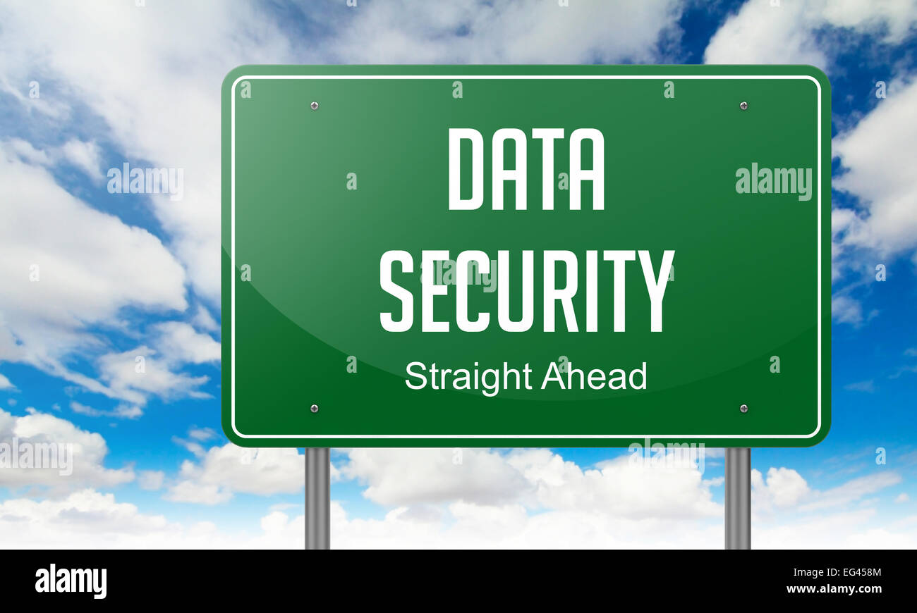 Data Security on Highway Signpost. Stock Photo