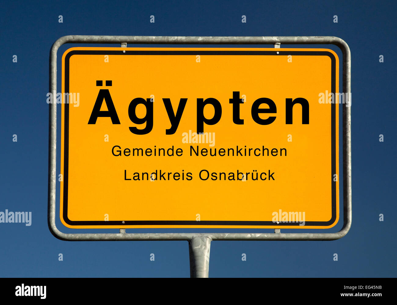City Limits sign of Ägypten, municipality of Neuenkirchen, district of Osnabrück, Lower Saxony, Germany Stock Photo