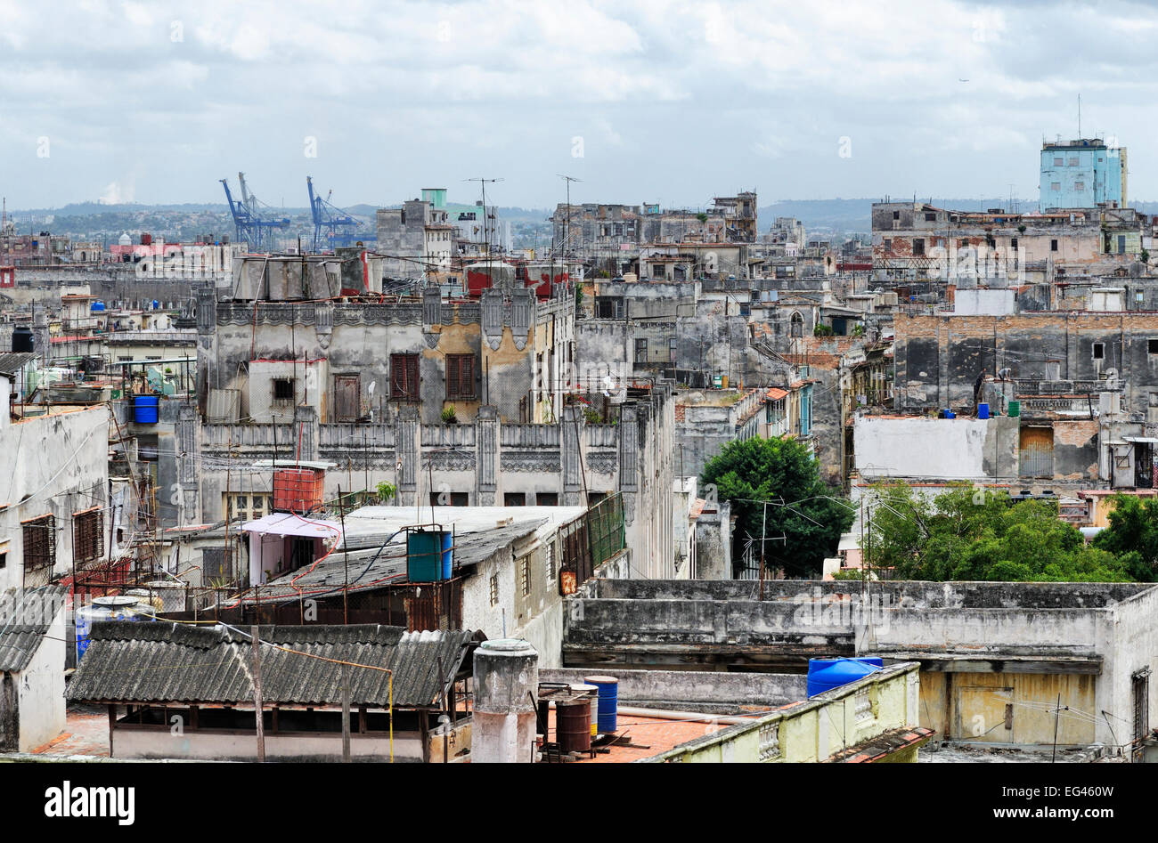 View from the Hotel Plaza on the old town, Centro Habana, Havana, Ciudad de La Habana, Cuba Stock Photo