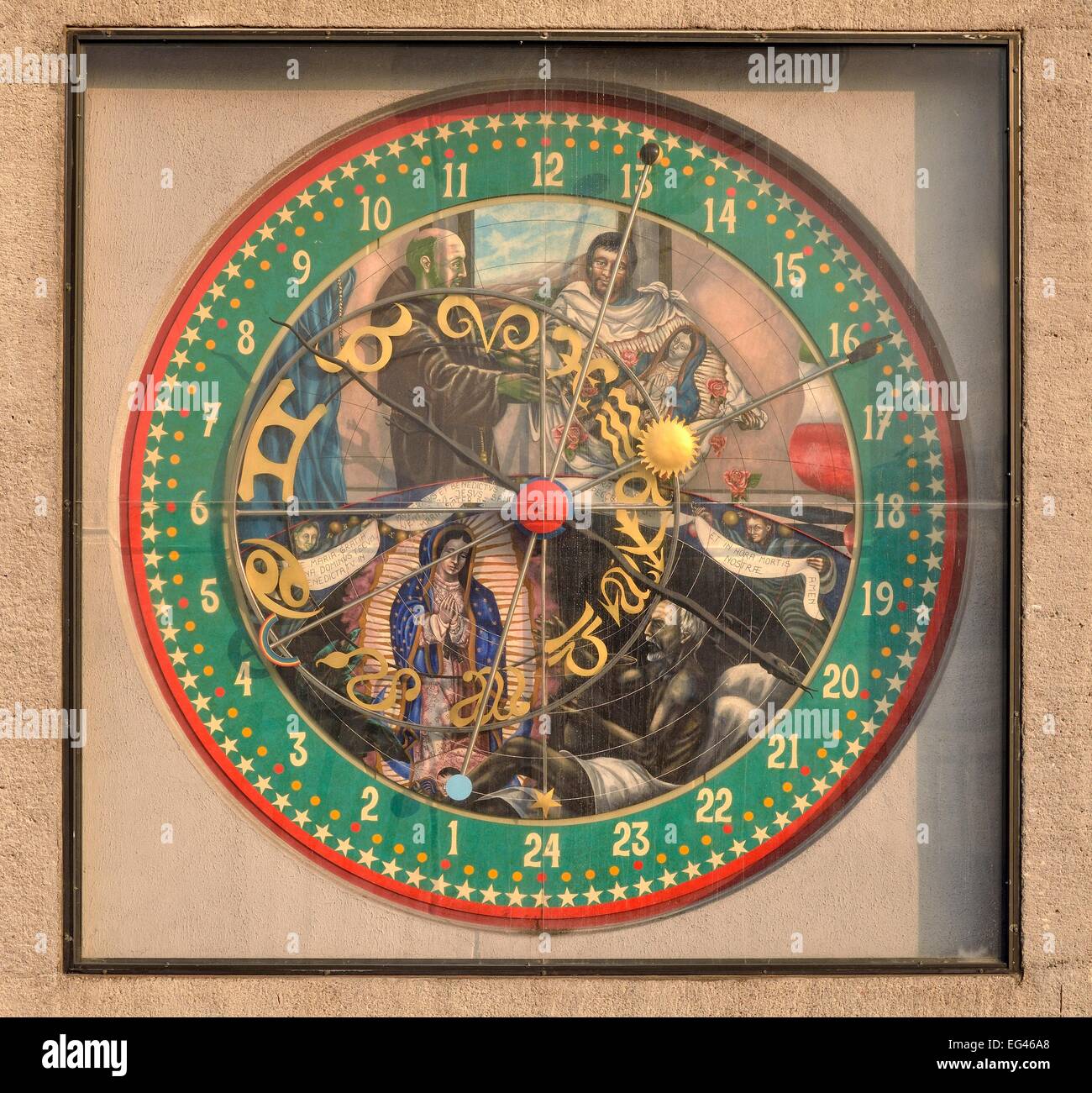 Astronomical clock, clock tower at the Atrio de America, Mexico City, Federal District, Mexico Stock Photo