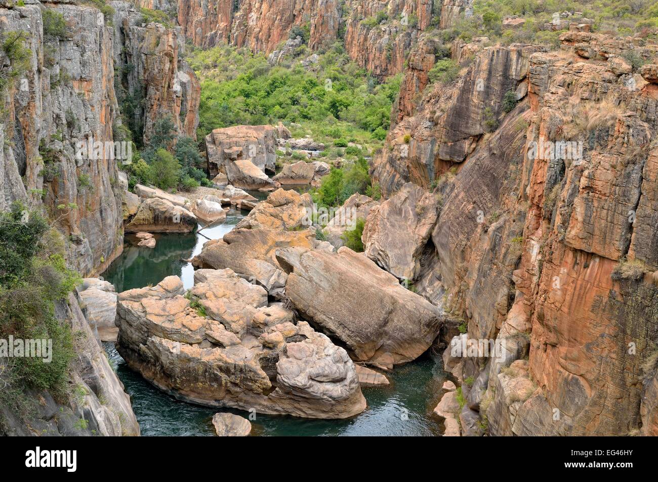Bourke's Luck Potholes, rock formation in dolomite rock, Blyde River Canyon Nature Reserve, Mpumalanga, South Africa Stock Photo