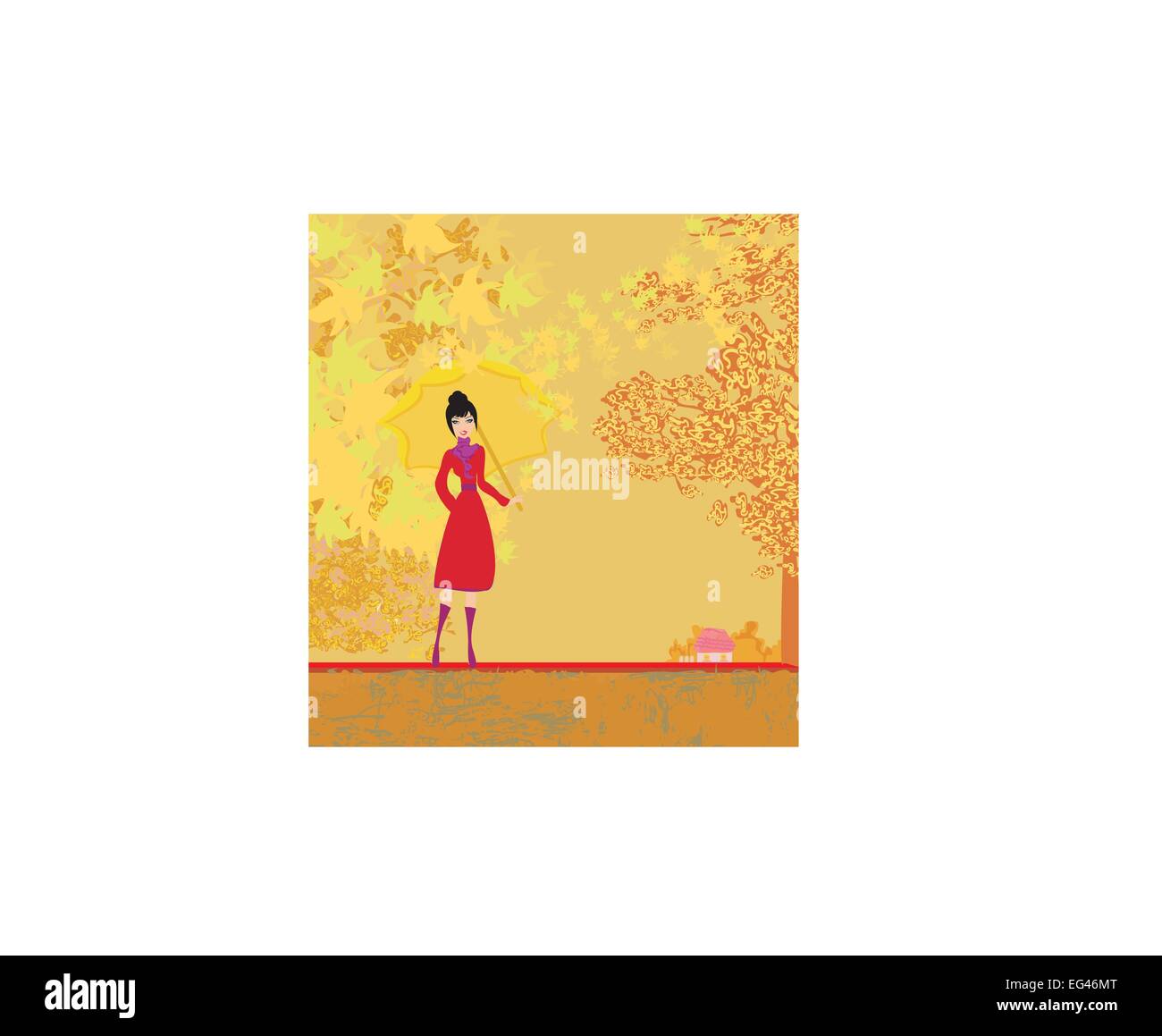 girl with umbrella Stock Vector Image & Art - Alamy