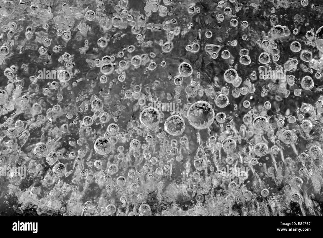 Air bubbles in ice Stock Photo