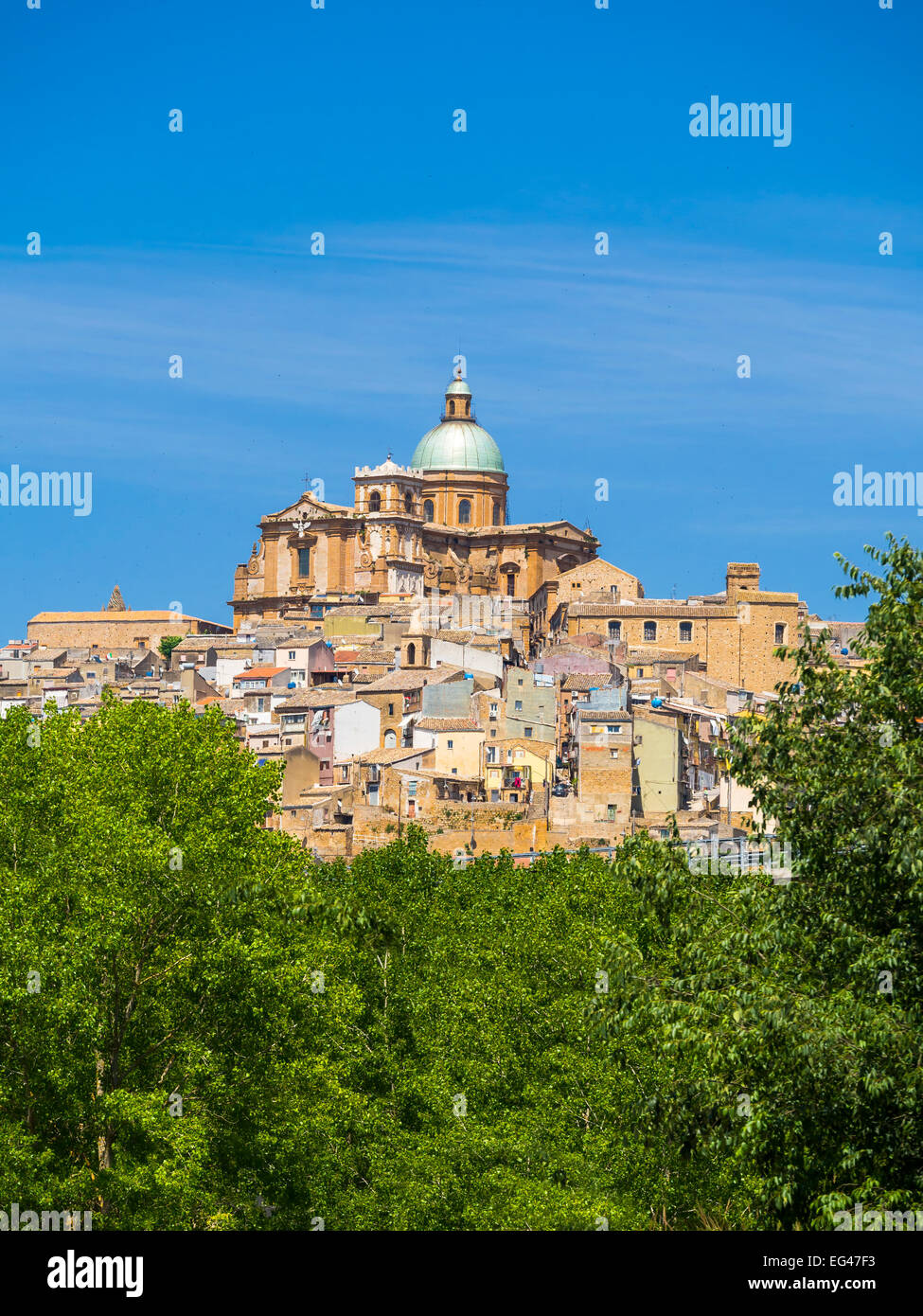 Town view with Piazza Armerina Cathedral, Piazza Armerina, Province of Enna, Sicily, Italy Stock Photo