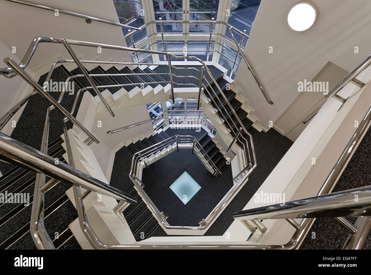 Staircase in the offices at 63 Kew Road, Richmond, London. Stock Photo