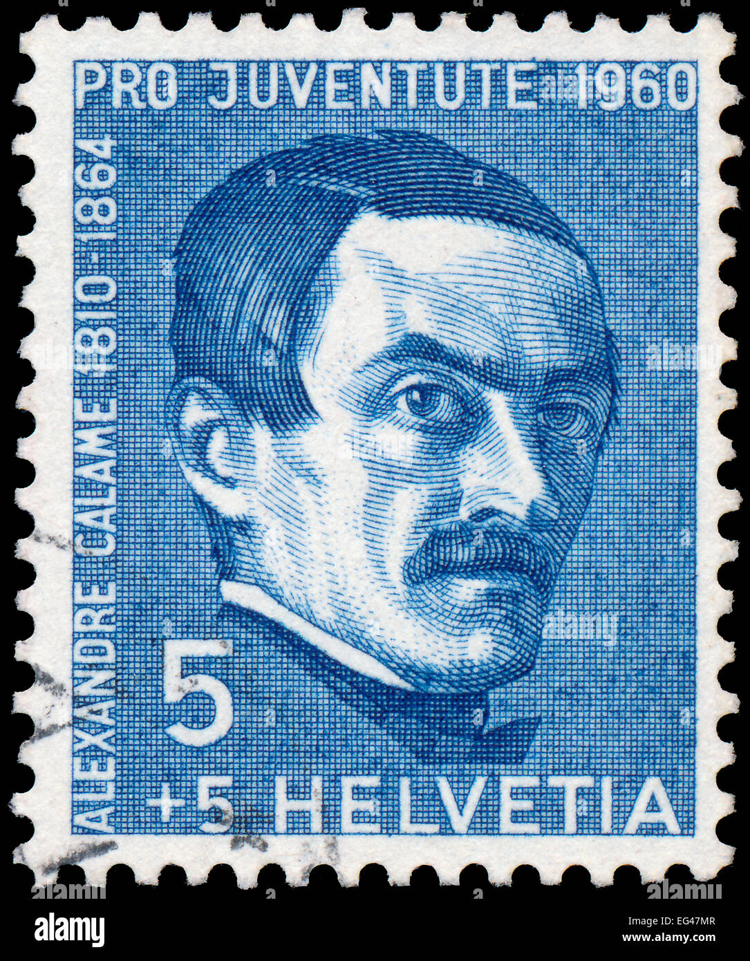 SWITZERLAND - CIRCA 1960: a stamp printed in the Switzerland shows Pro Juventute - The 150th Anniversary of the Birth of Alexand Stock Photo