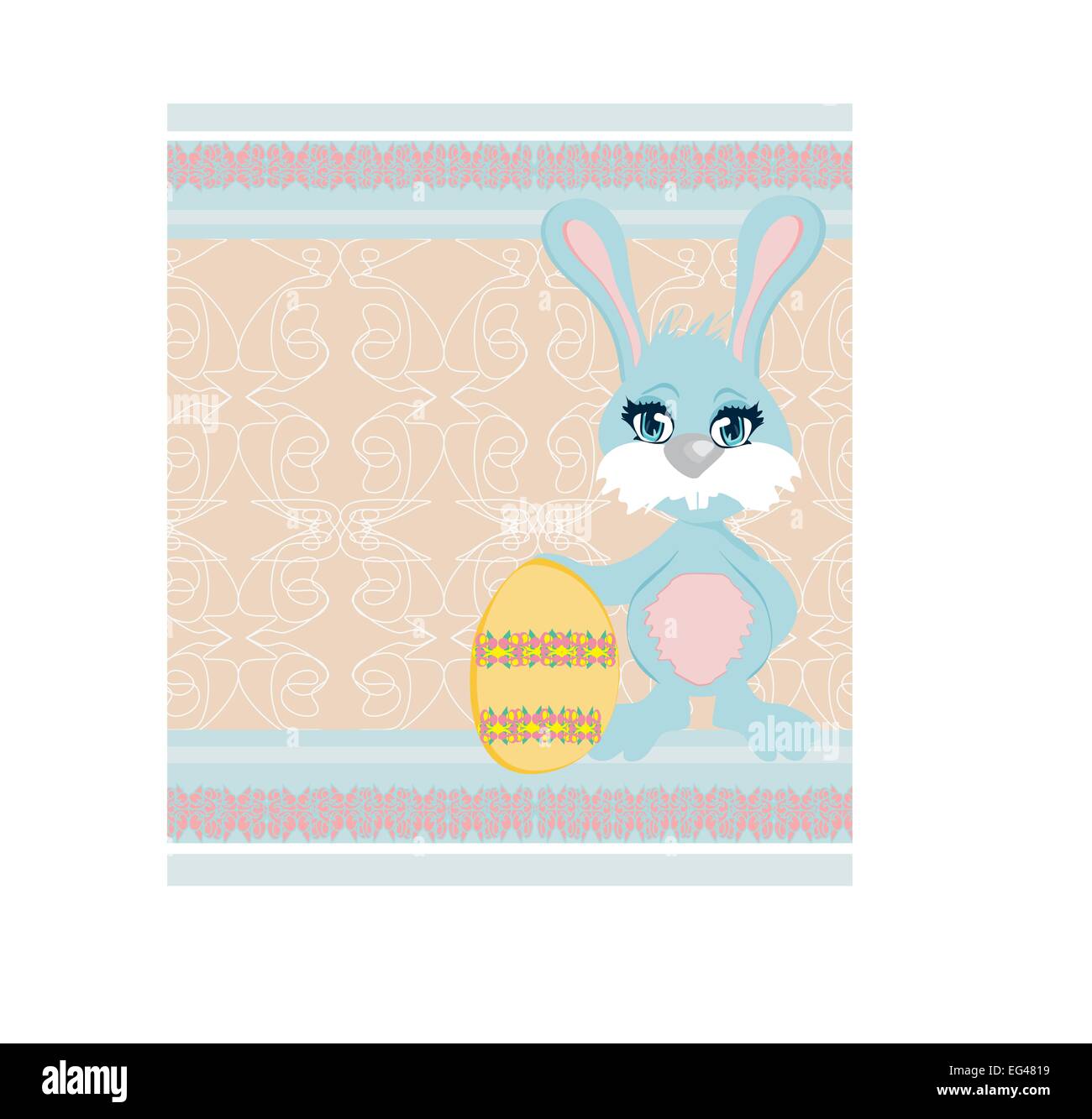 Illustration of happy Easter bunny carrying egg Stock Vector Image ...