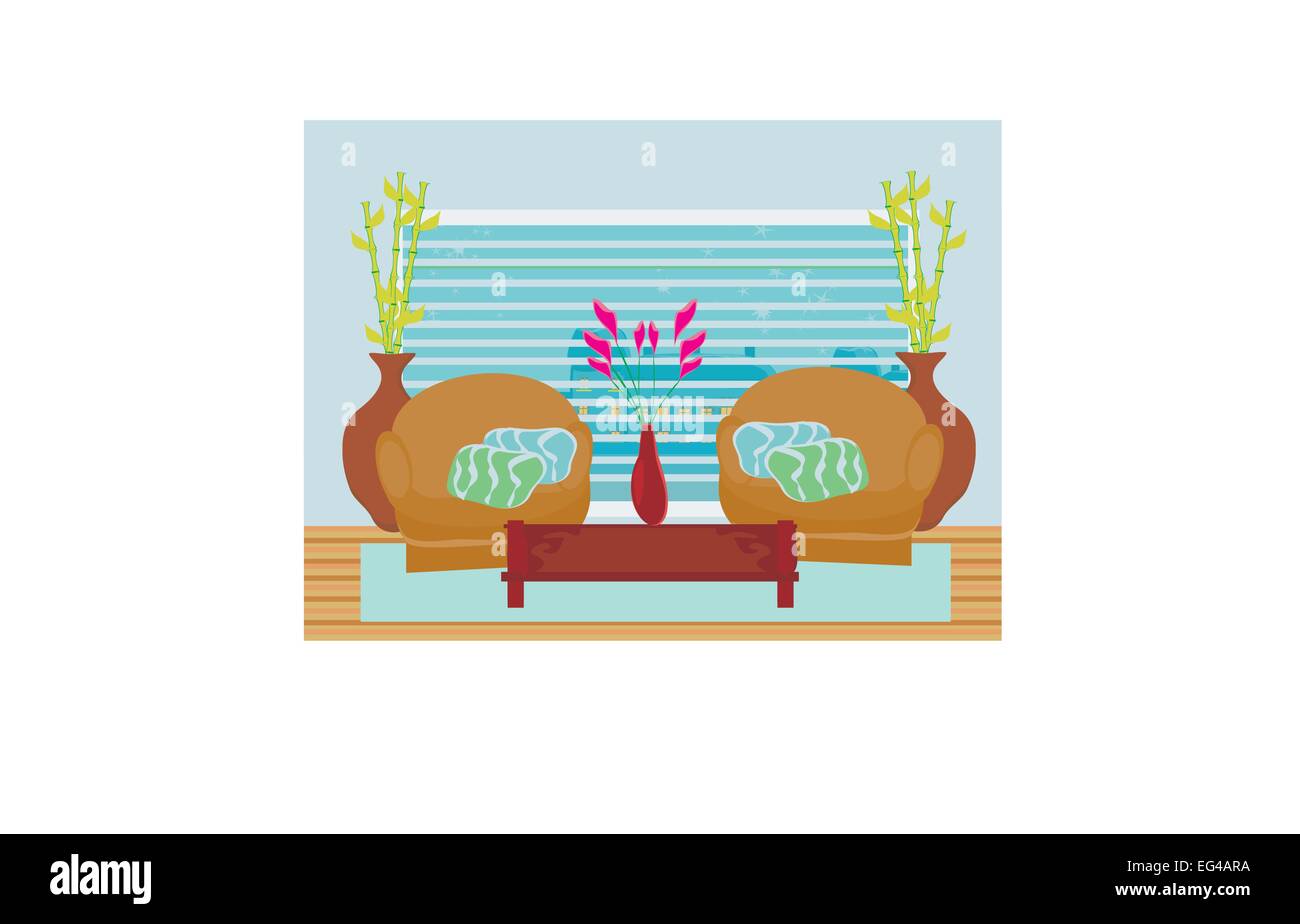 Fashionable interior of living room - vector Stock Vector Image & Art ...
