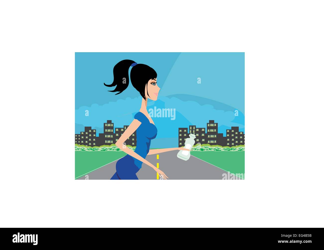 Jogging girl in city Stock Vector Image & Art - Alamy