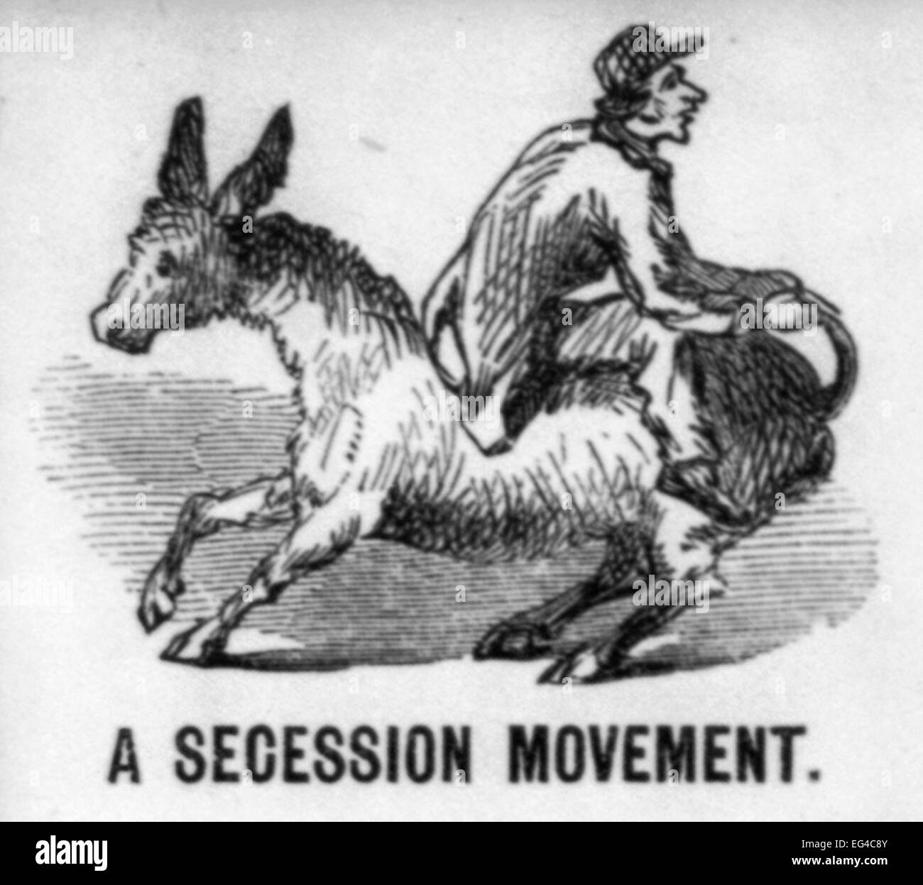 Illustrated Civil War 'Union Envelopes': A Secession Movement - Riding jackass backwards. USA Civil War - 1860s Stock Photo