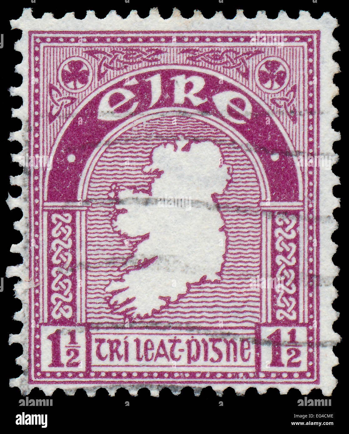 IRELAND CIRCA 1922 Postage stamp printed in Ireland shows a map of
