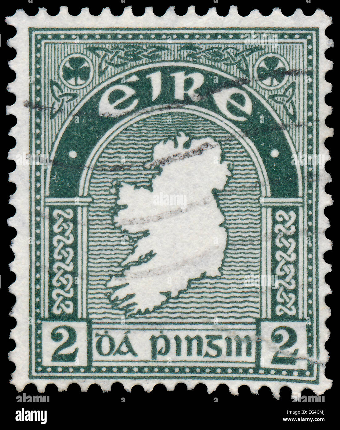 IRELAND CIRCA 1922 Postage stamp printed in Ireland shows a map of the country, circa 1922