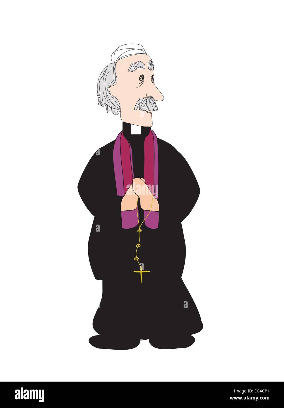 Catholic priest on a white background, vector Stock Vector