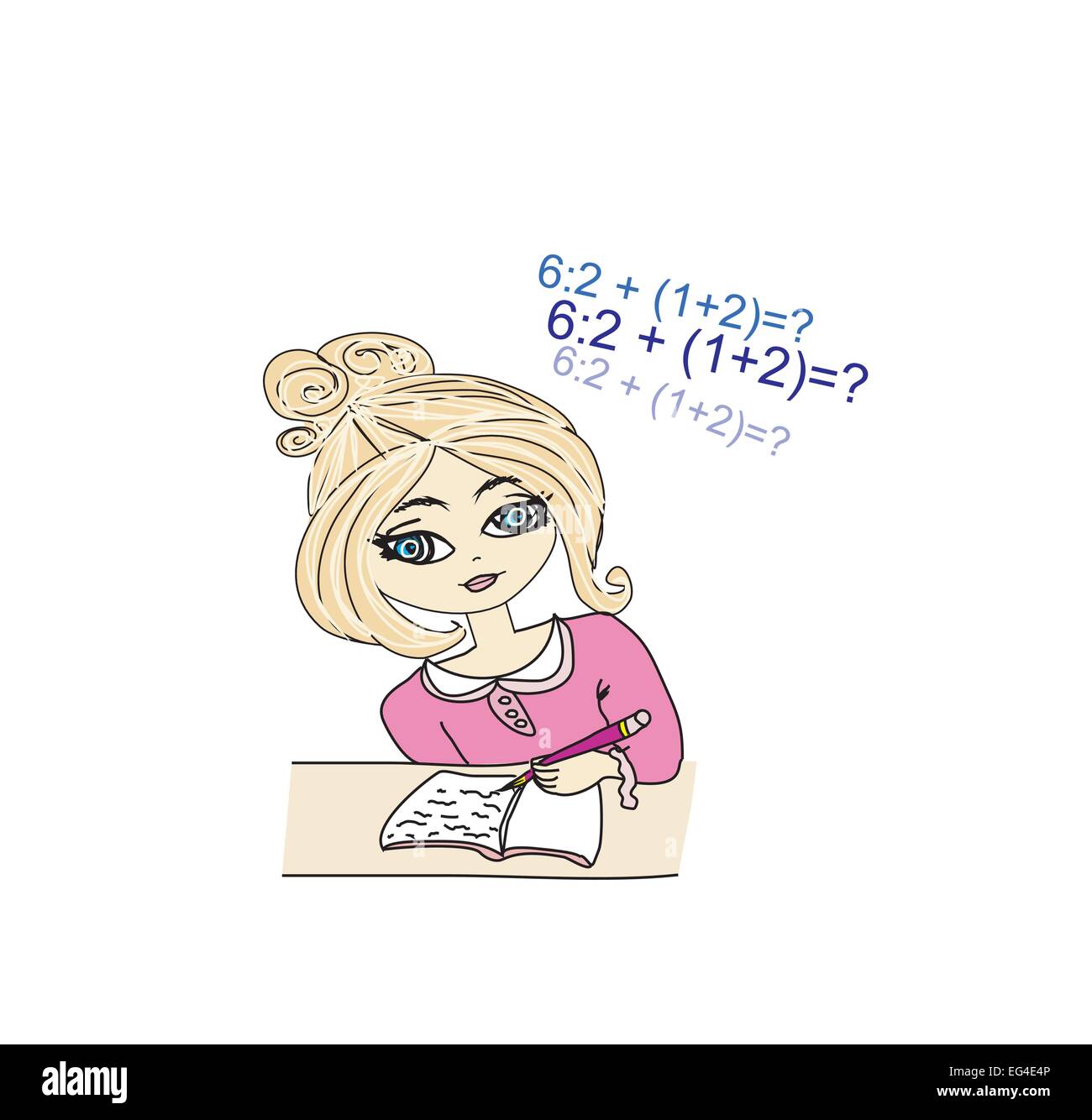 Cute Girl Homework Doodle Cartoon High Resolution Stock Photography And Images Alamy