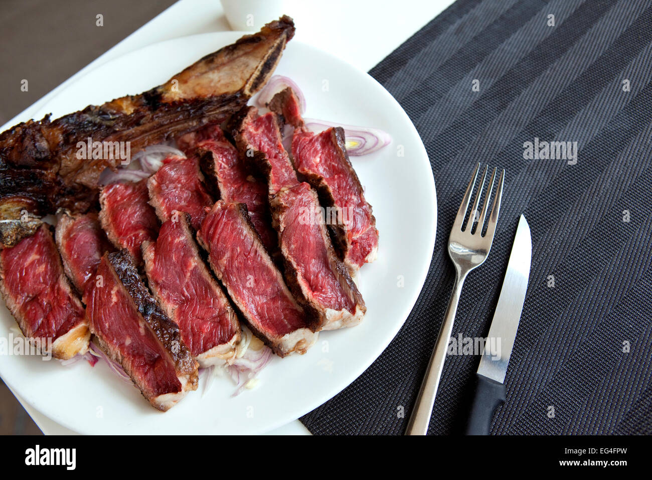 Prime rib on a plate Stock Photo