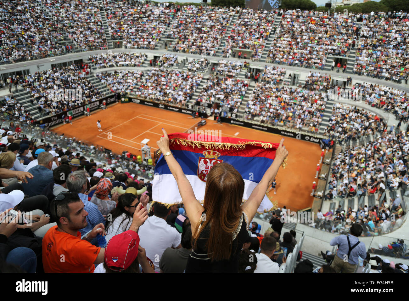 spænding Tochi træ sammen ITALY, Rome : A general view shows the central court during the ATP Rome's  Tennis Masters final between Spain's Rafael Nadal (R Stock Photo - Alamy