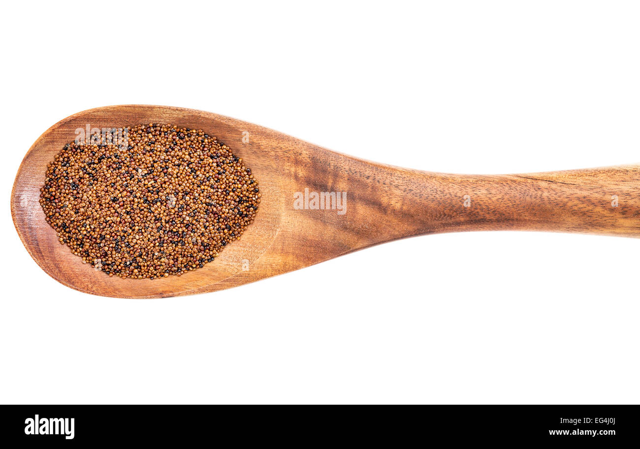 gluten free kaniwa grain on wooden spoon isolated on white Stock Photo
