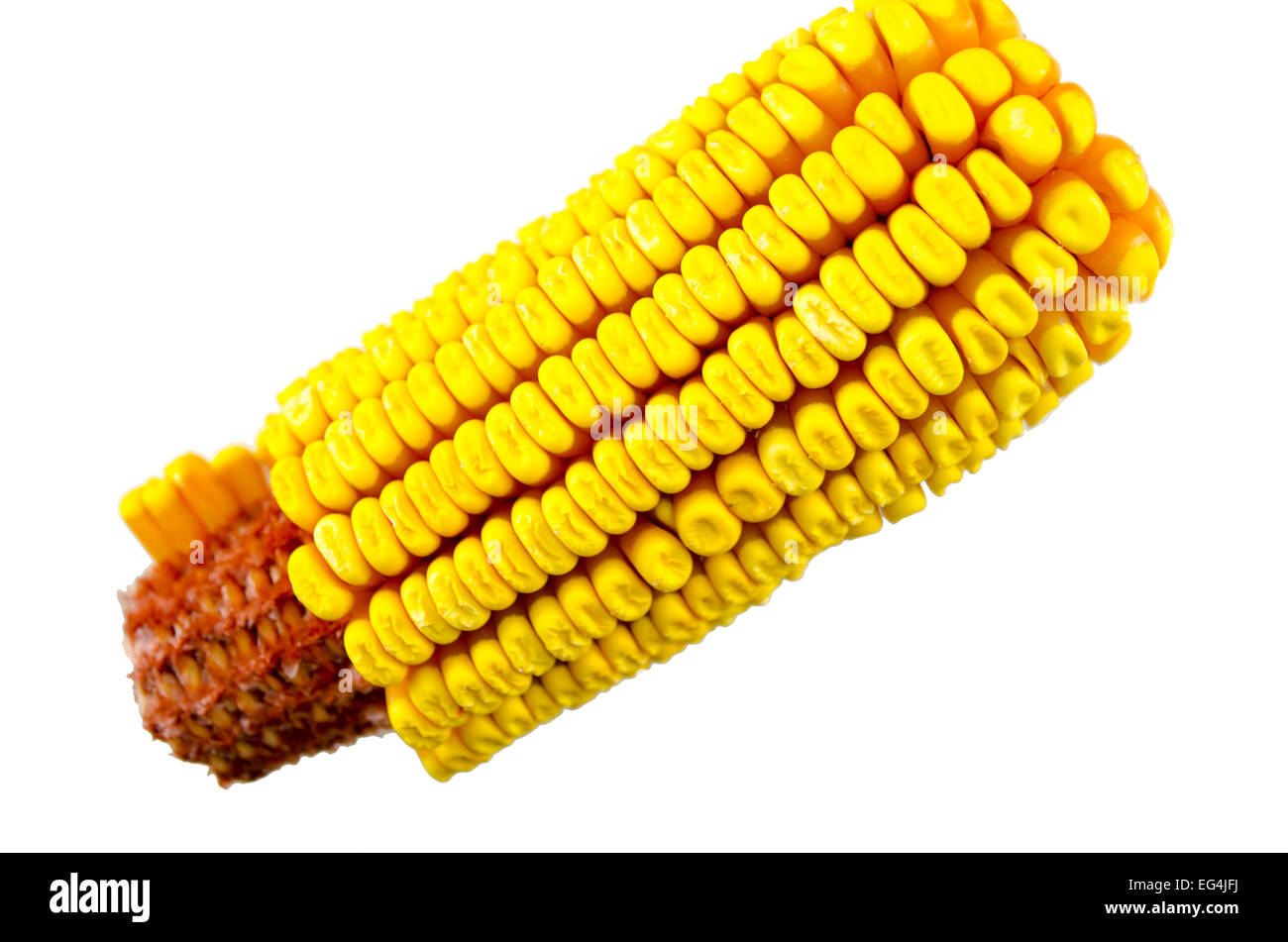 Yellow corn cob isolated on white Stock Photo