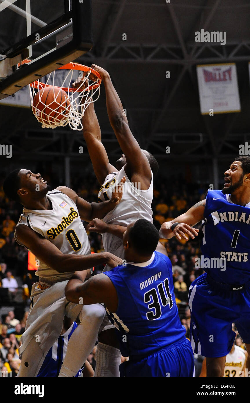 Kansas Dunks Wichita, Kansas, USA. 11th Feb, 2015. Wichita State Shockers forward ...