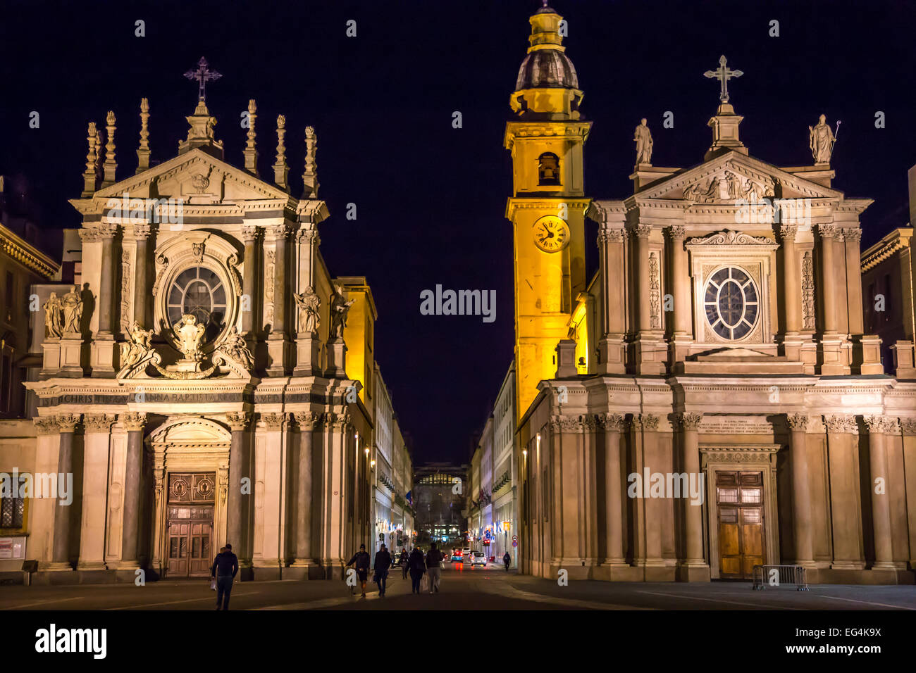 Piazza San Carlo churches, Turin, Italy Stock Photo