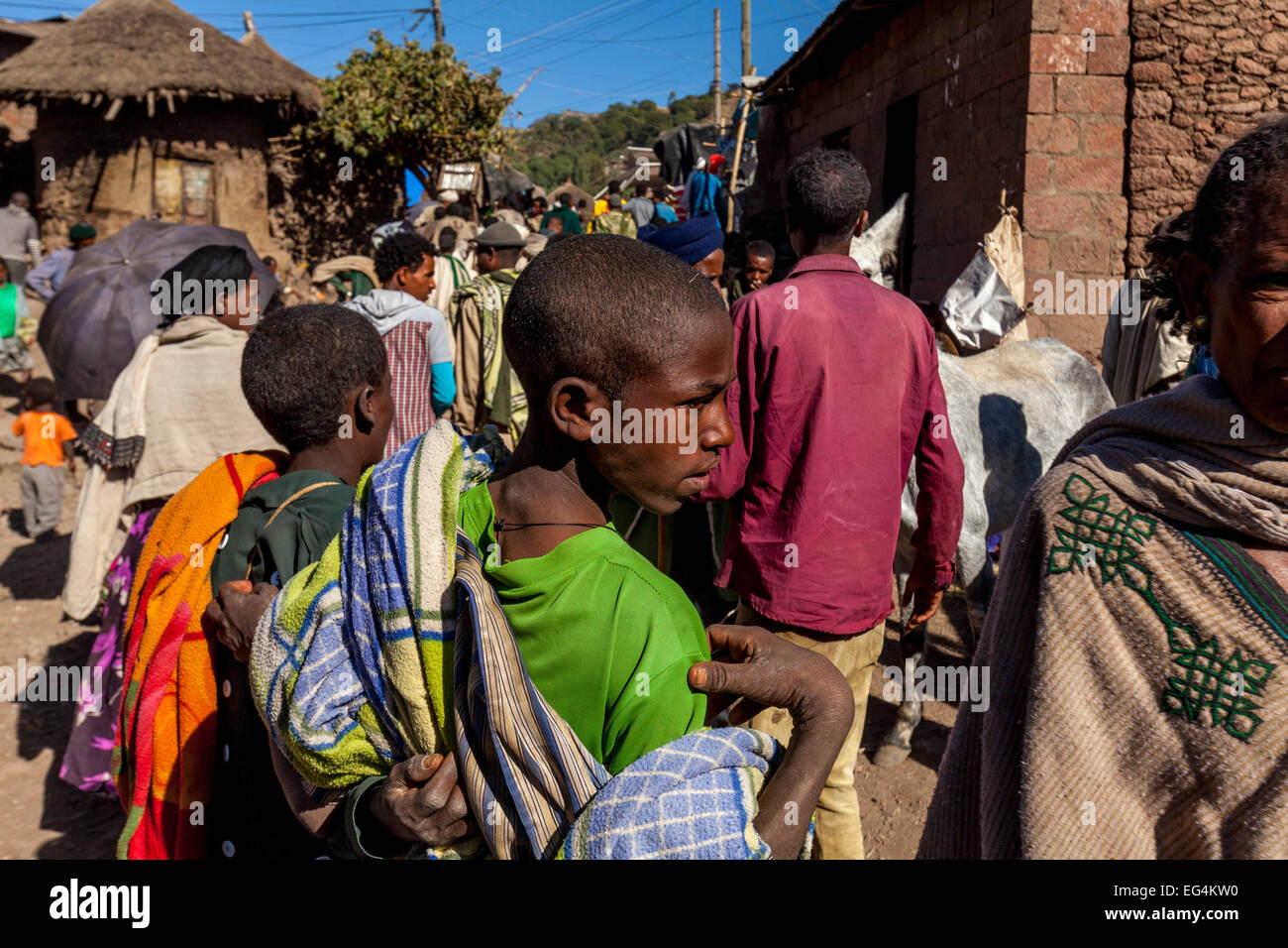People On Their Way To The Saturday Market In Lalibela, Ethiopia Stock Photo