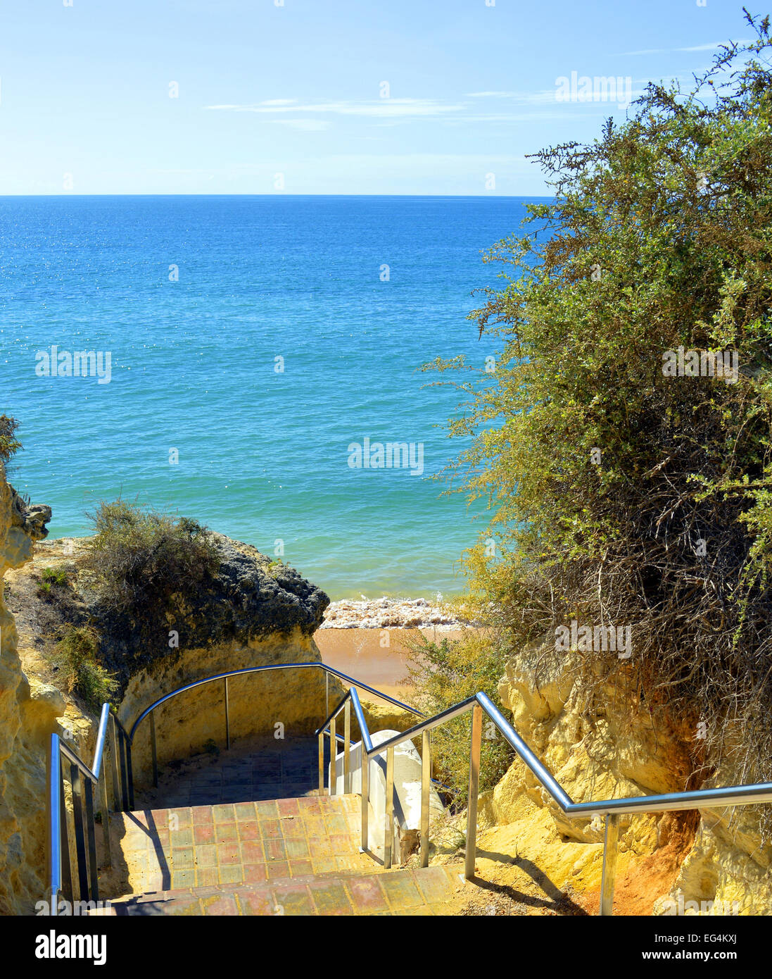 Steps down to Armacao De Pera Beach on the Algarve Stock Photo Alamy