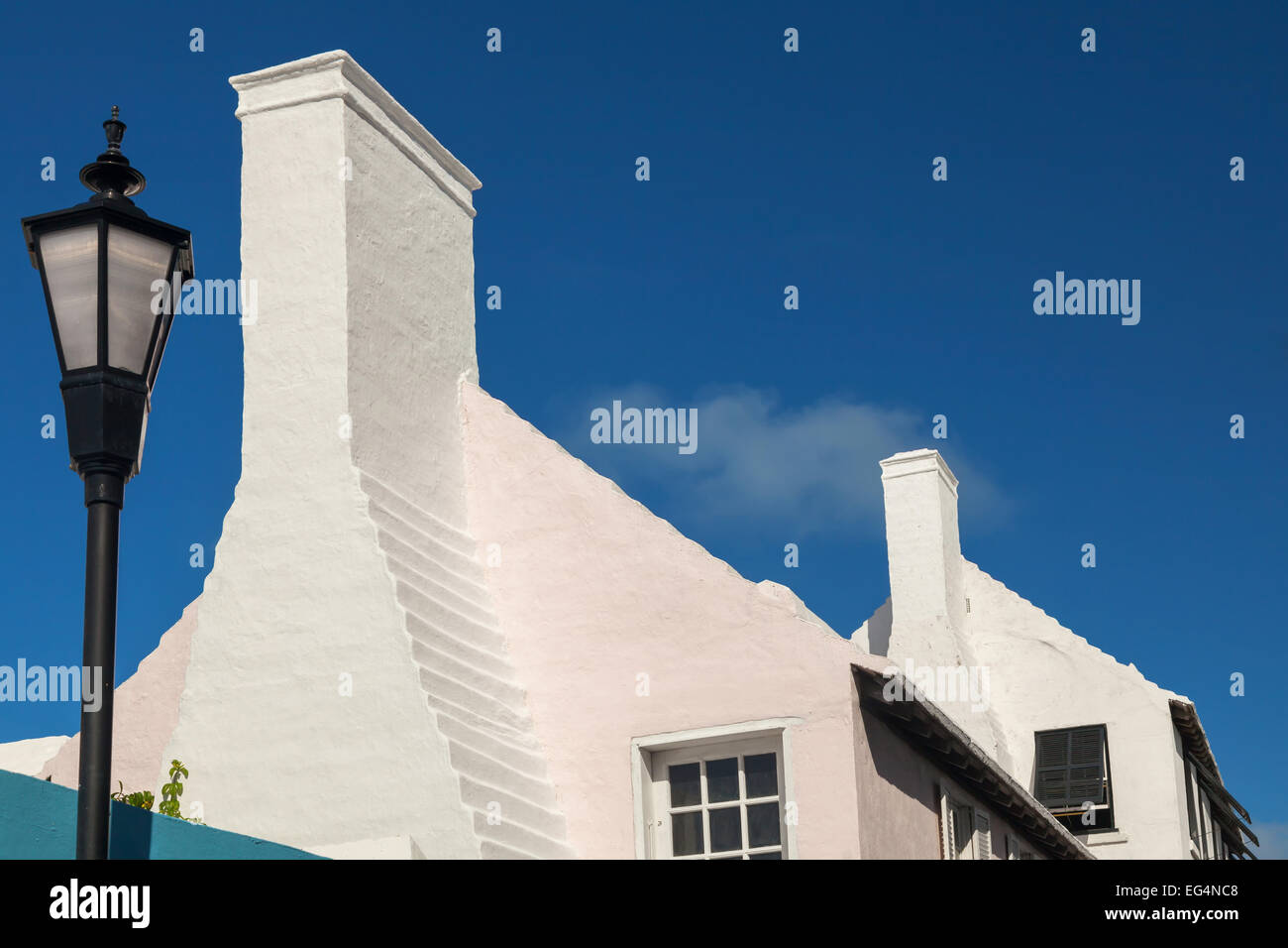 Unique Bermuda architecture of historic homes. Stock Photo