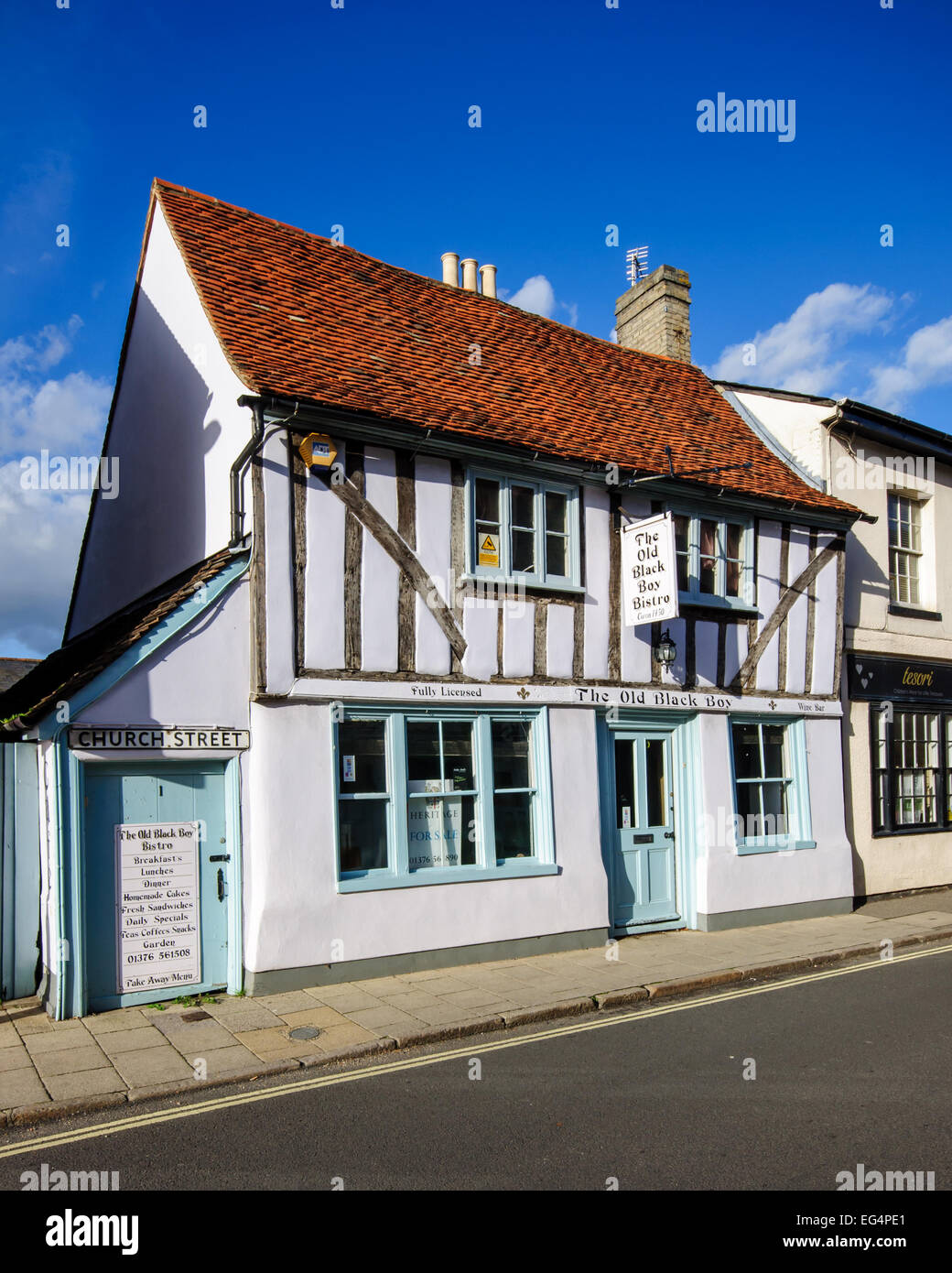 White painted old house, Coggeshall, Essex, East Anglia, UK Stock Photo