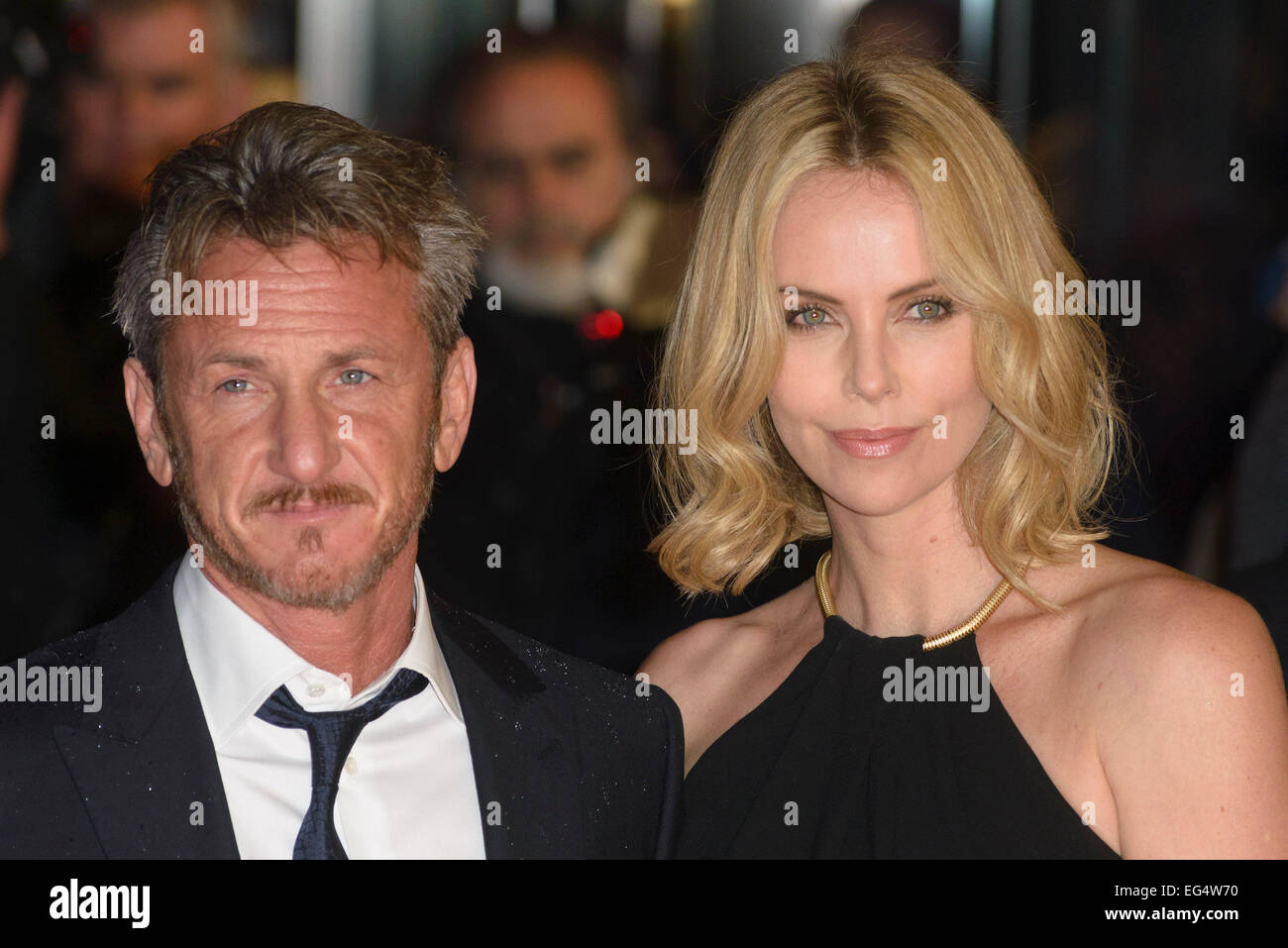 London, UK. 16th Feb, 2015. Sean Penn and Charlize Theron attends the World Premiere of THE GUNMAN on 16/02/2015 at BFI South Bank, London. Sean Penn, Charlize Theron. Picture by Julie Edwards Credit:  Julie Edwards/Alamy Live News Stock Photo