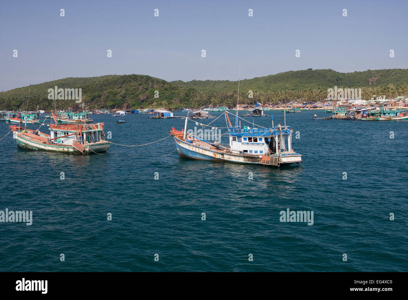 Fishingboats in Cang An,island  Phu Quoc, Vietnam, Asia Stock Photo