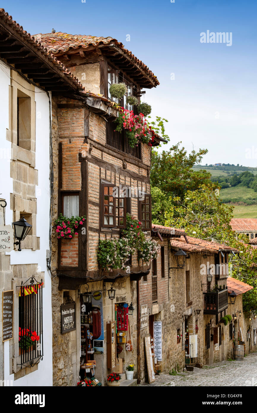 Typical houses Santillana del Mar Cantabria Spain Stock Photo Alamy