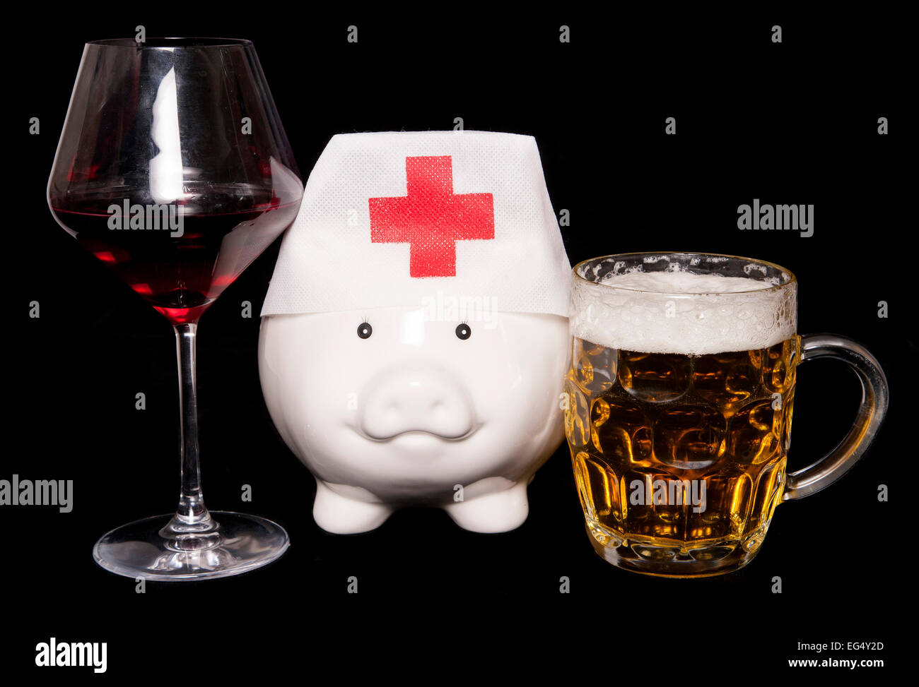 cost of alcohol abuse on health piggy bank cutout Stock Photo