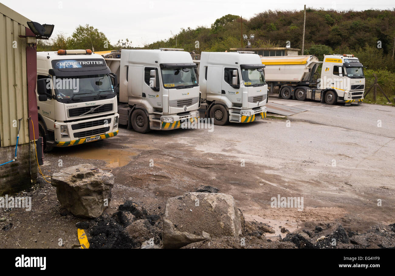 trucks parked in quarry Stock Photo