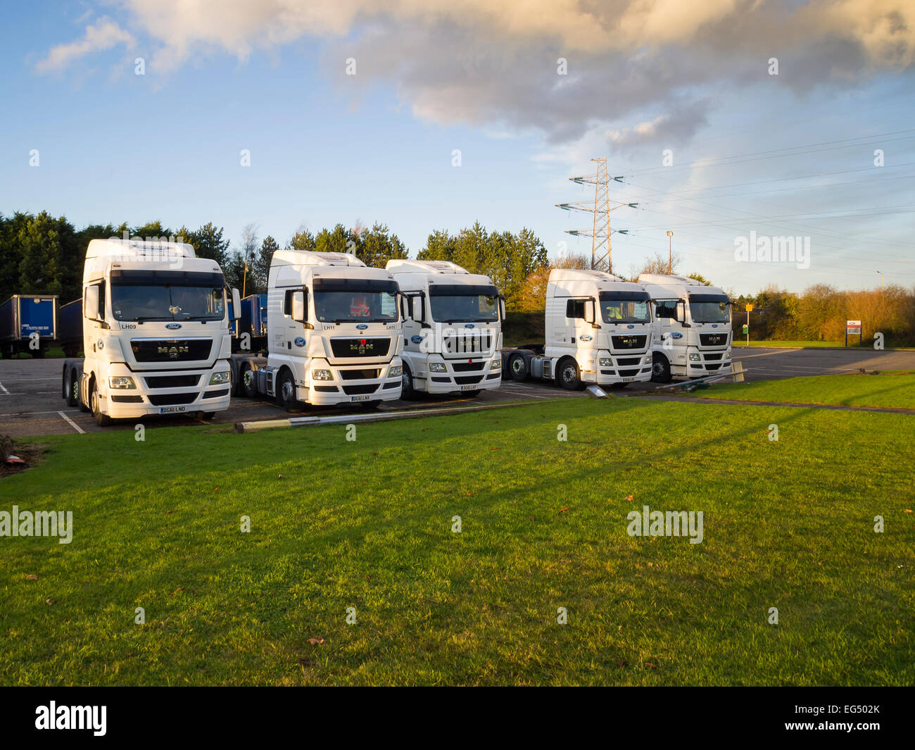 Ford motor company trucks lined up Stock Photo