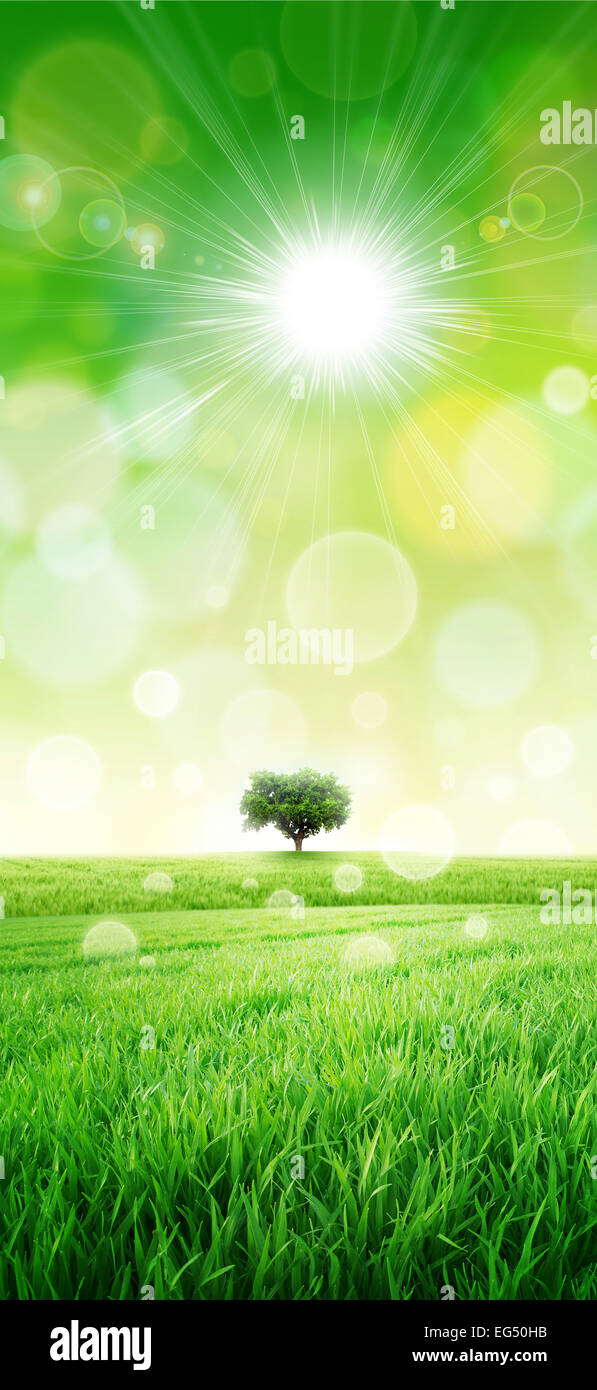 Green sensation. Abstract glowing circle effect background Stock Photo