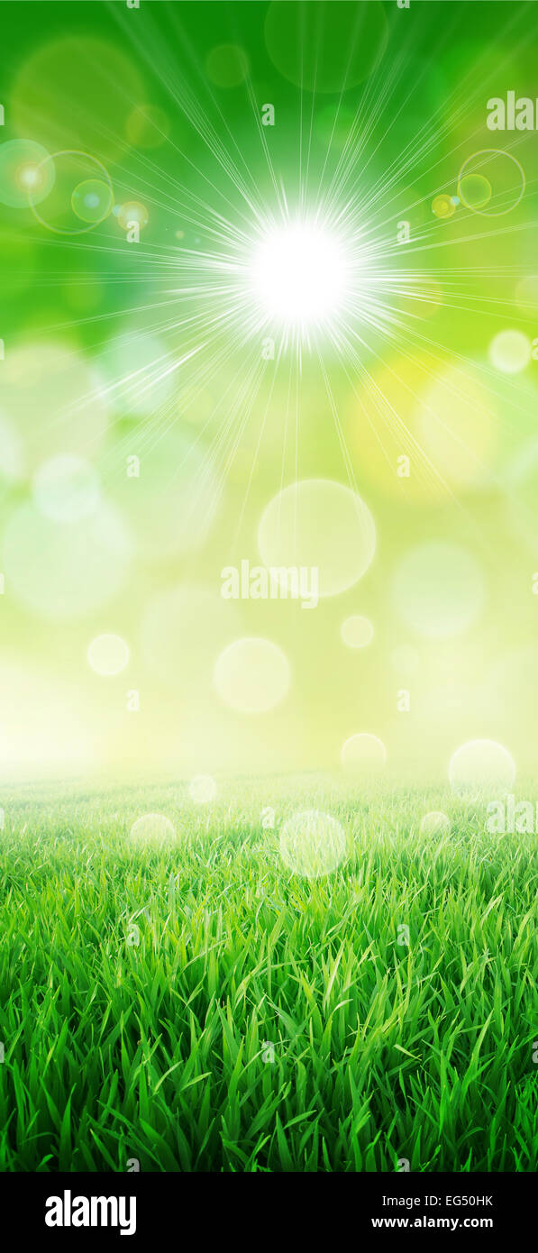 Green sensation. Abstract glowing circle effect background Stock Photo