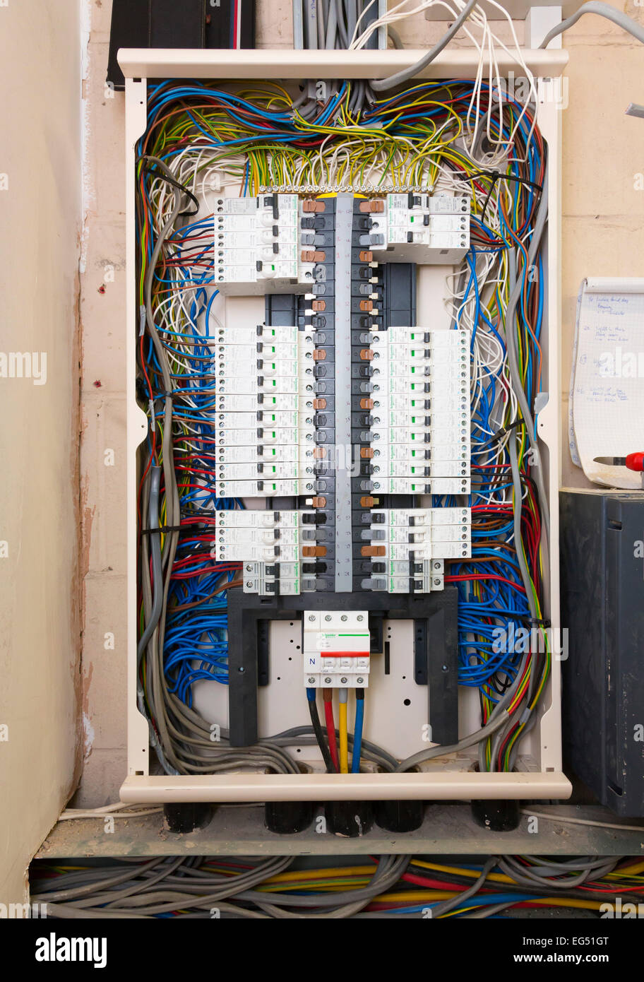 electrical box with circuit breakers Stock Photo