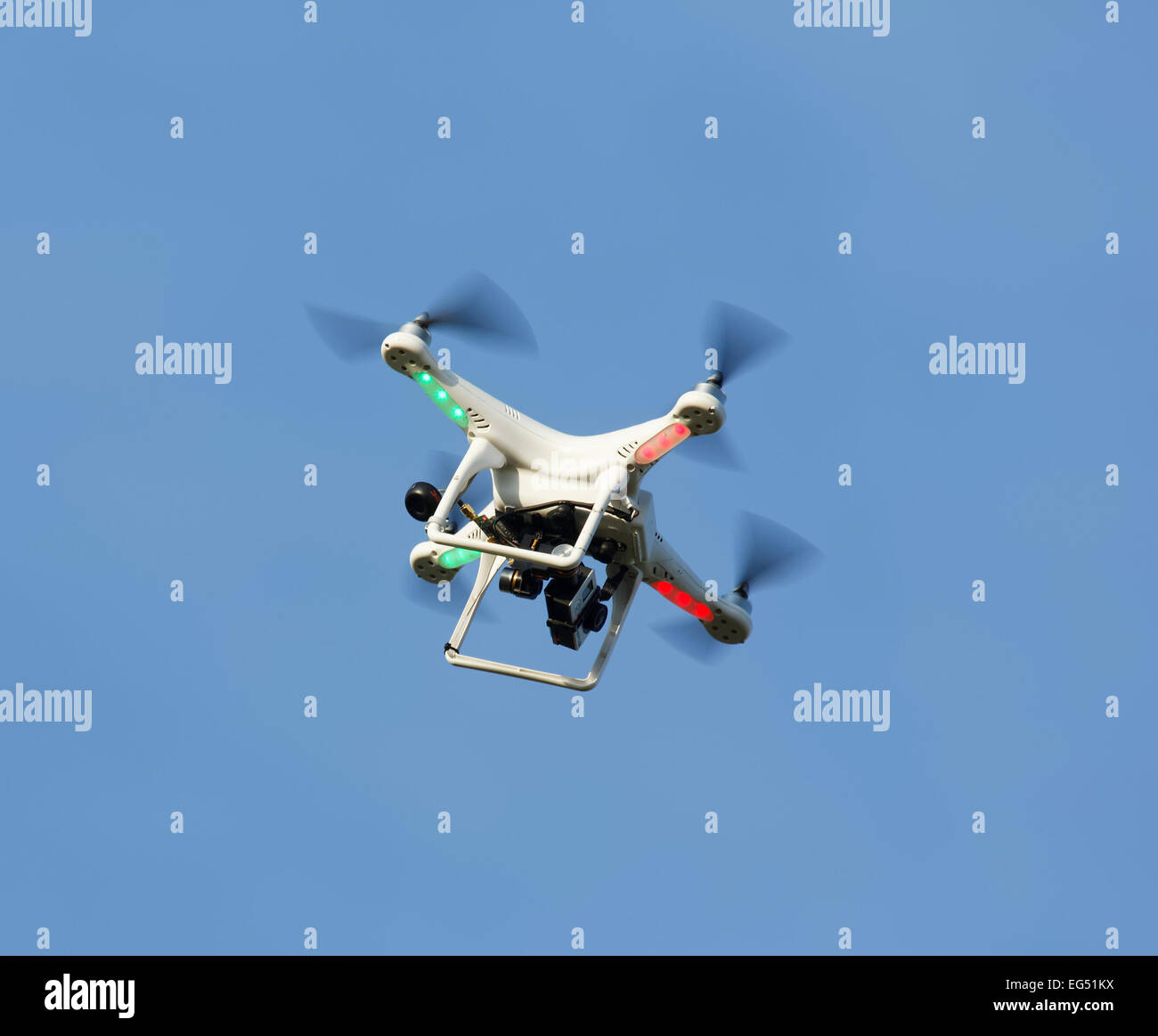 small drone / multicoptor flying with video camera Stock Photo