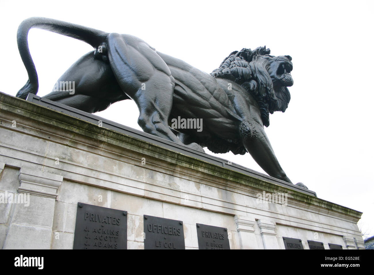 The Maiwand Lion memorial to the First World War in the Forbury Gardens, Reading, England. Stock Photo