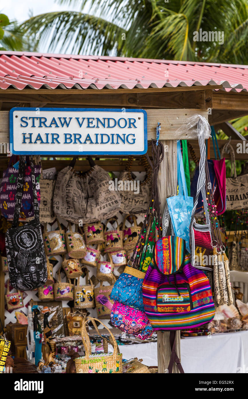 A Caribbean souvenir kiosk on the Princess Cays, Bahamas Stock Photo