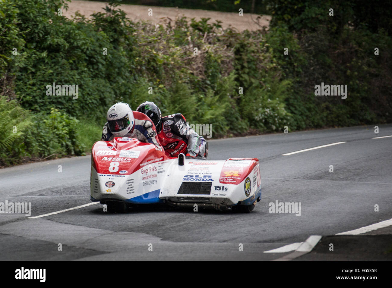 Sidecar racing, Isle of Man TT Stock Photo