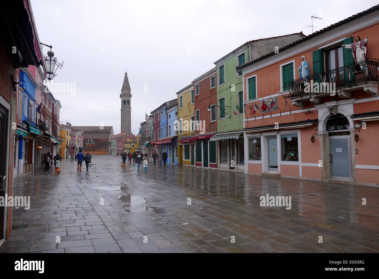 Burano - colorful island archipelago of four separate islands connected by bridges. Burano island called color of the laces. The Stock Photo