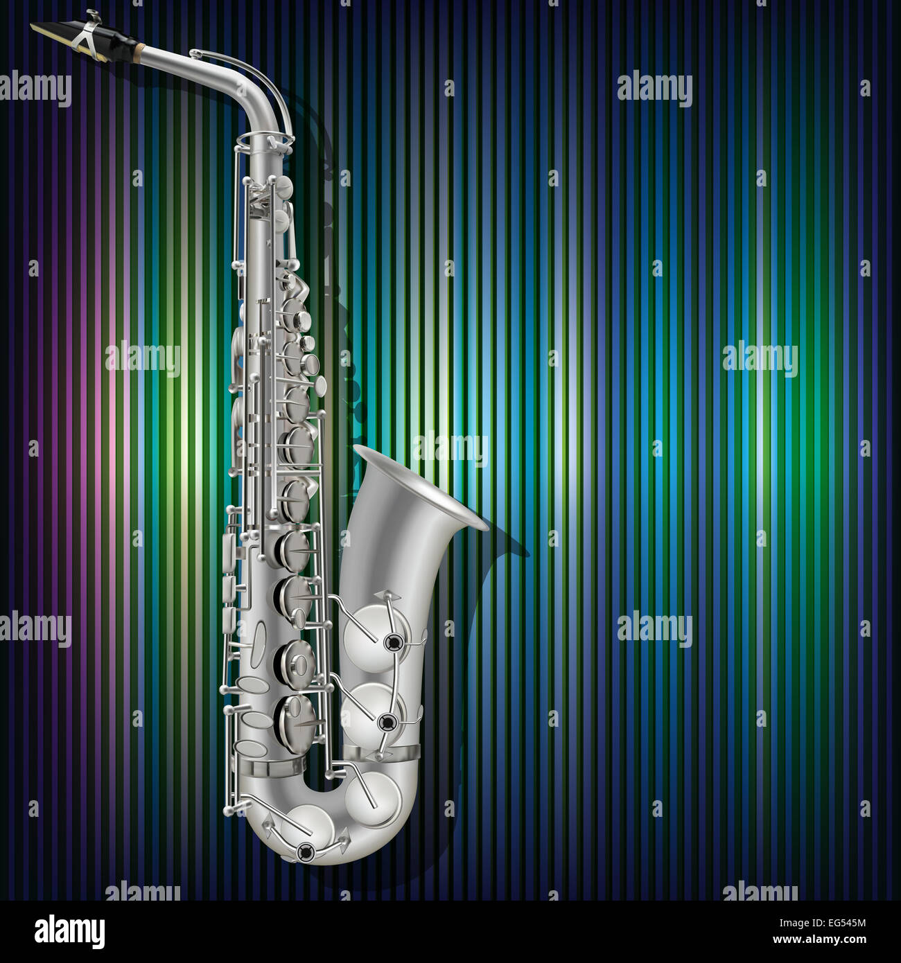 abstract music blue background with silver saxophone Stock Photo Alamy