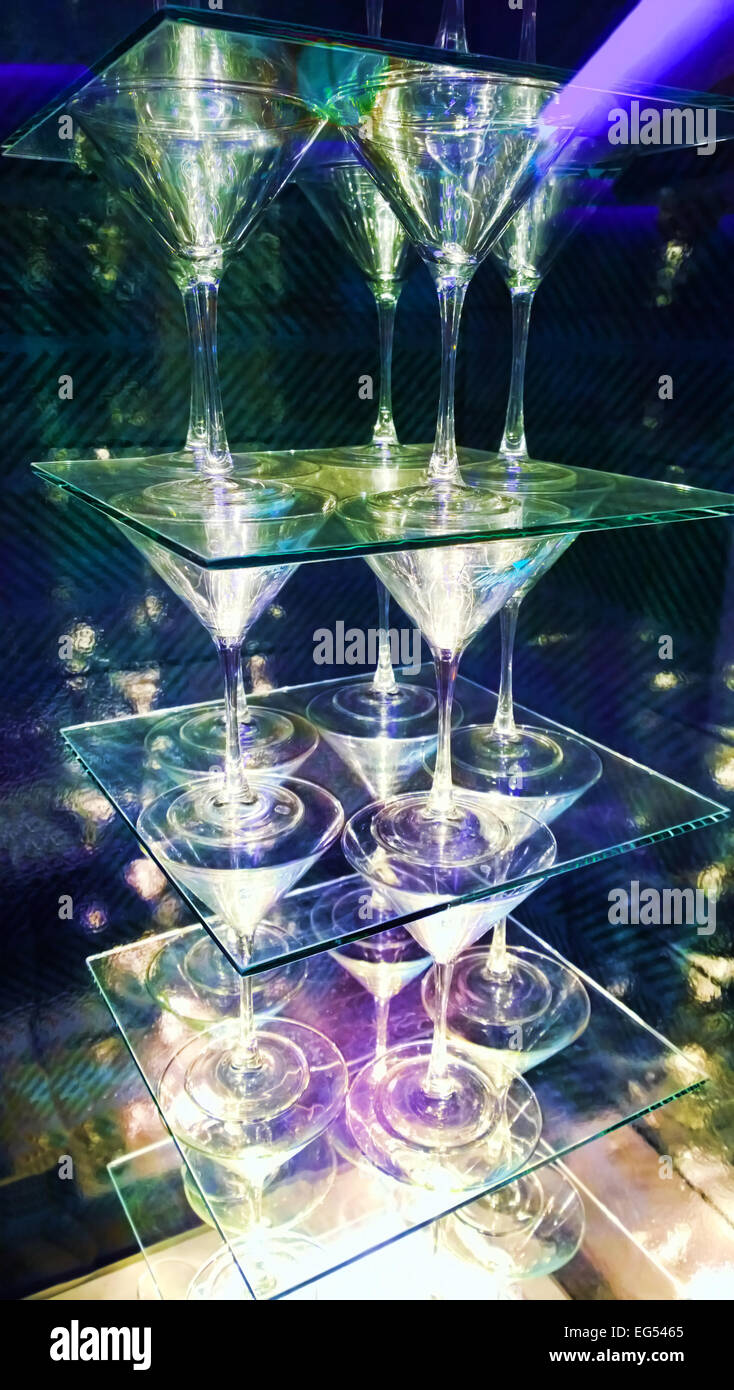 cocktail glasses at a nightclub Stock Photo