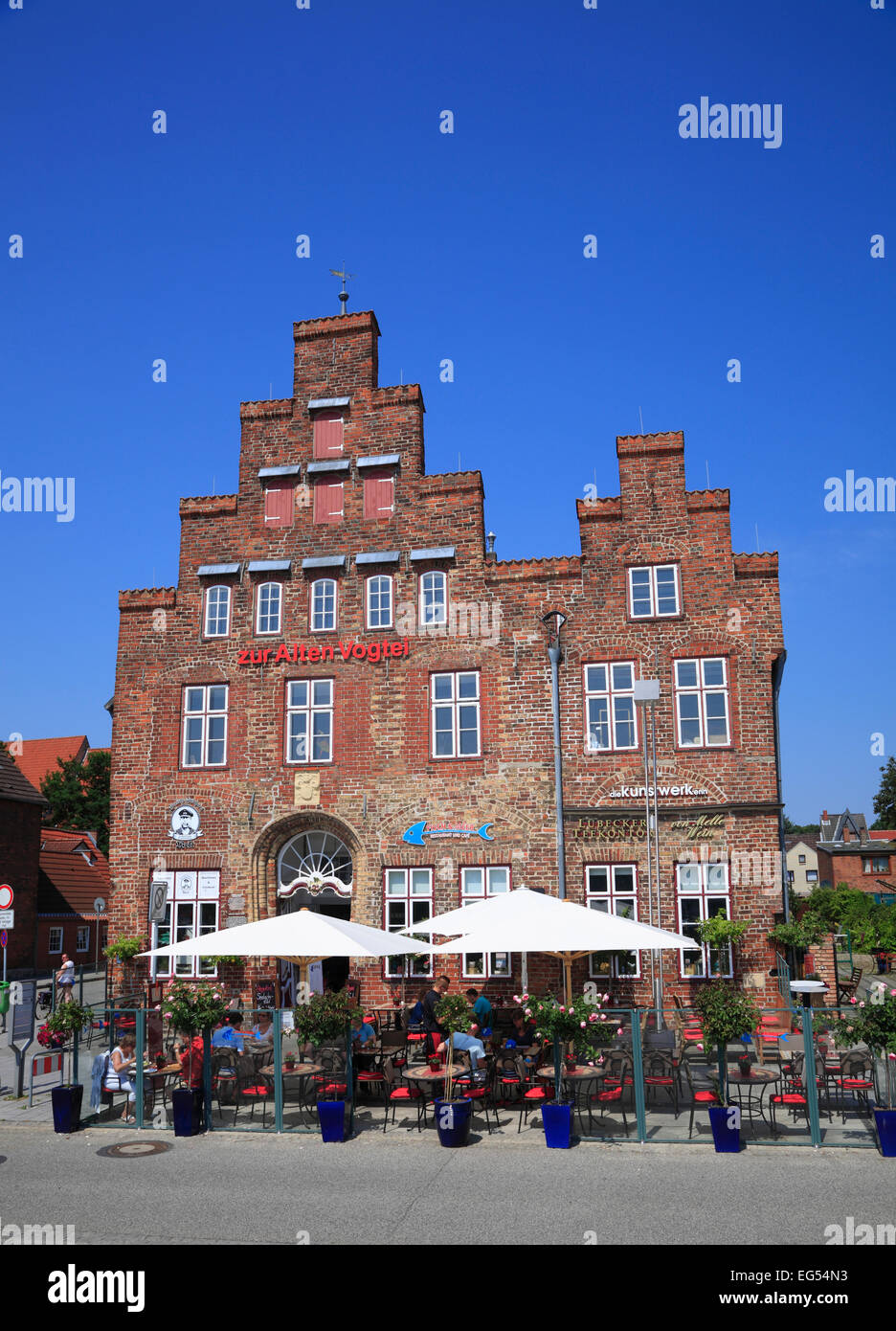 Restaurant & Cafe ALTE VOGTEI,  Travemuende, Baltic Sea coast,  Schleswig-Holstein, Germany, Europe Stock Photo