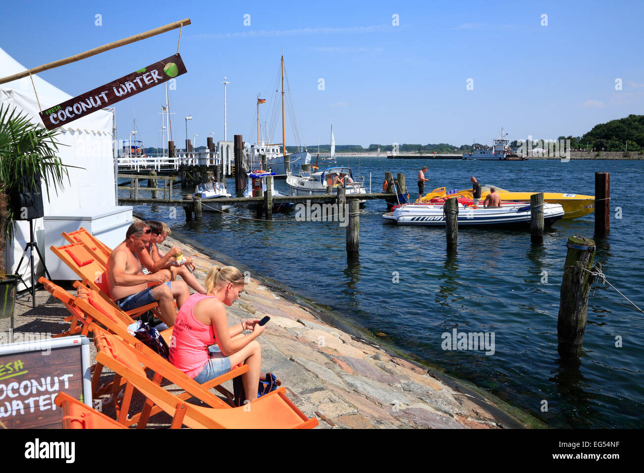 Bar at river Trave, Travemuende, Baltic Sea coast,  Schleswig-Holstein, Germany, Europe Stock Photo
