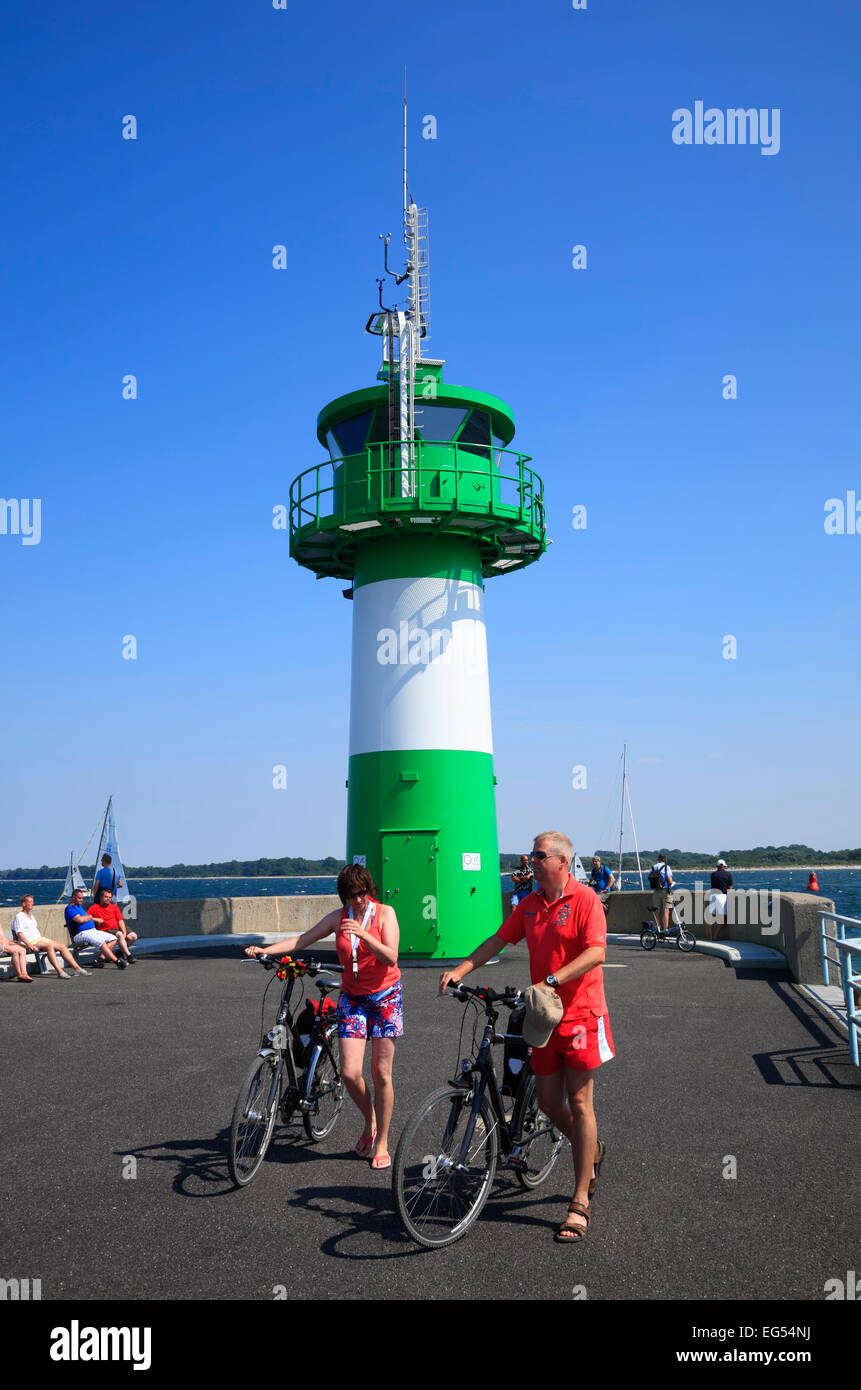 Lighthouse at Trave, Travemuende, Baltic Sea coast,  Schleswig-Holstein, Germany, Europe Stock Photo